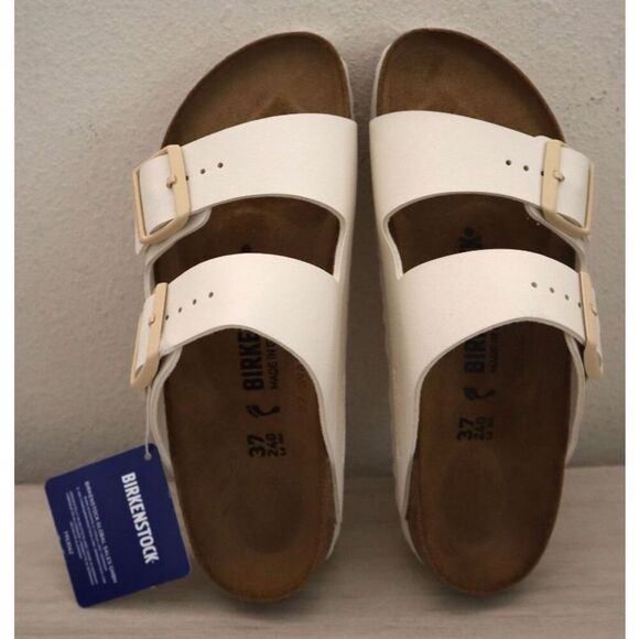 Birkenstock 1027339 Women's Sz EUR 37 US 6 Soft Beige Leather Arizona BS Sandals - Picture 2 of 16